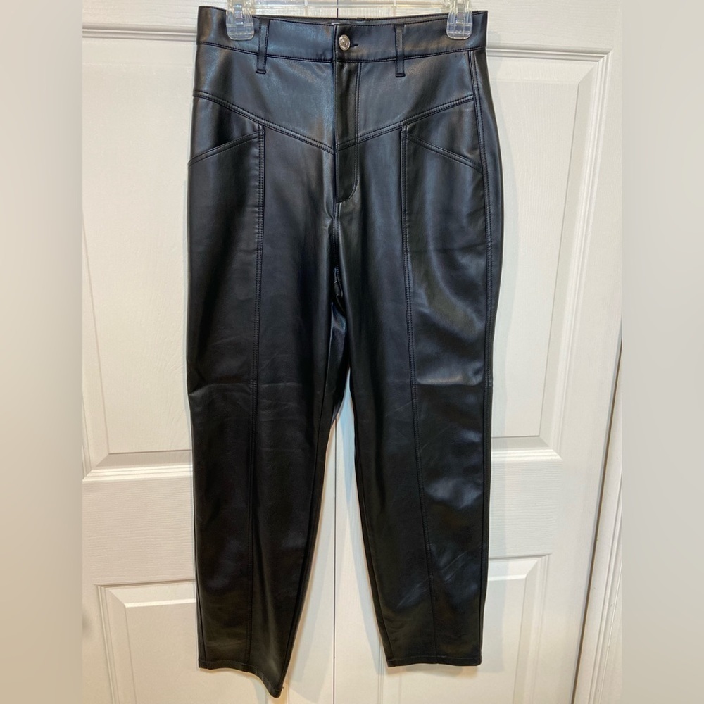Zara Women’s Faux Leather Pants 4 Black City Cropped‎ Going out Party Evening